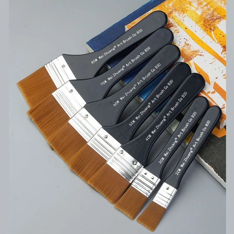 Artist Flat Paint Brush Large Wash Brush Set Nylon Hair for Gesso Varnishes Acrylic Painting Watercolor Wall 1/7PCS Art Supplies 2