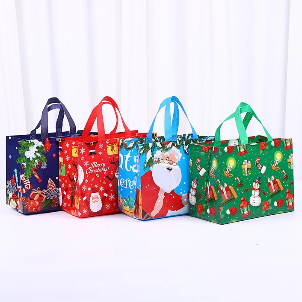 

Christmas Gift Bags Large Capacity Non-Woven Shopping Bags Santa Claus Snowman Printed Packaging Bag Holiday Decoration Bags