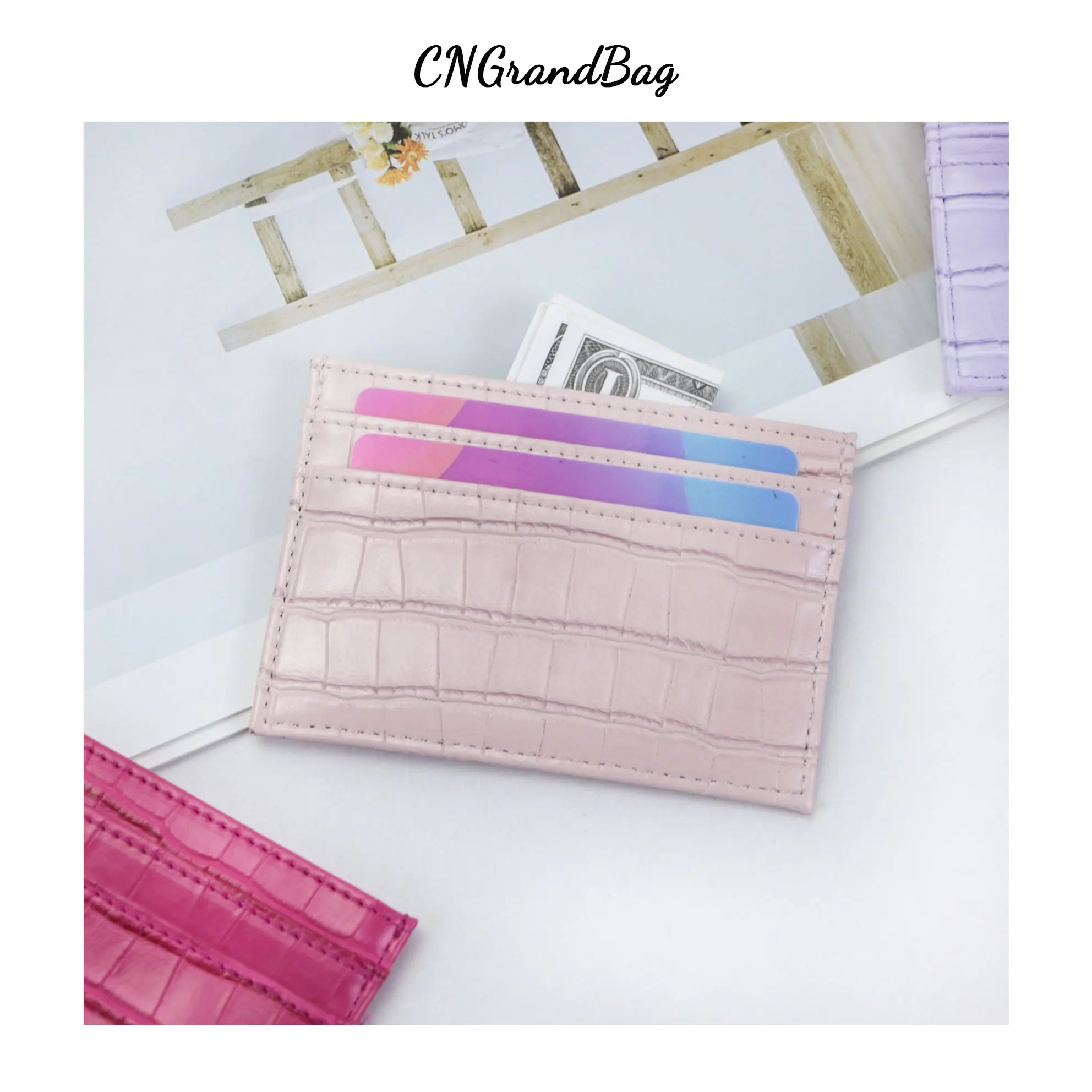 Slim RFID Blocking Crocodile Pattern PU Leather Credit Card Wallet ID Card Case