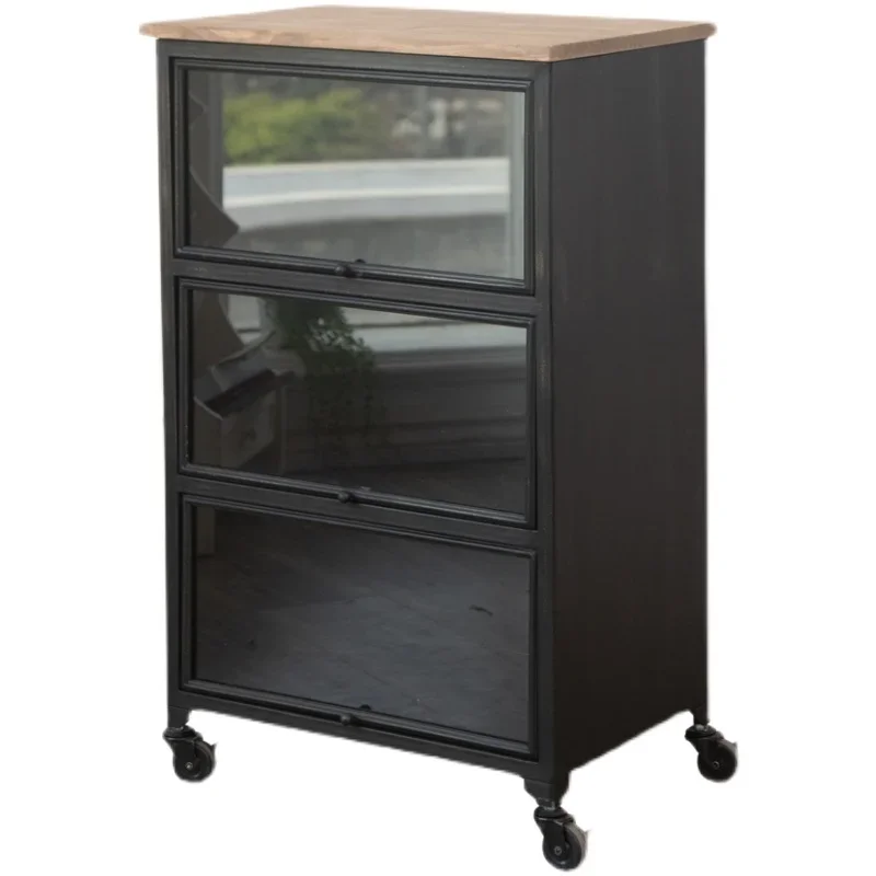

YY Industrial Style Iron Living Room Sofa Bedroom Side Cabinet Chest of Drawers Storage Organizer Cabinet