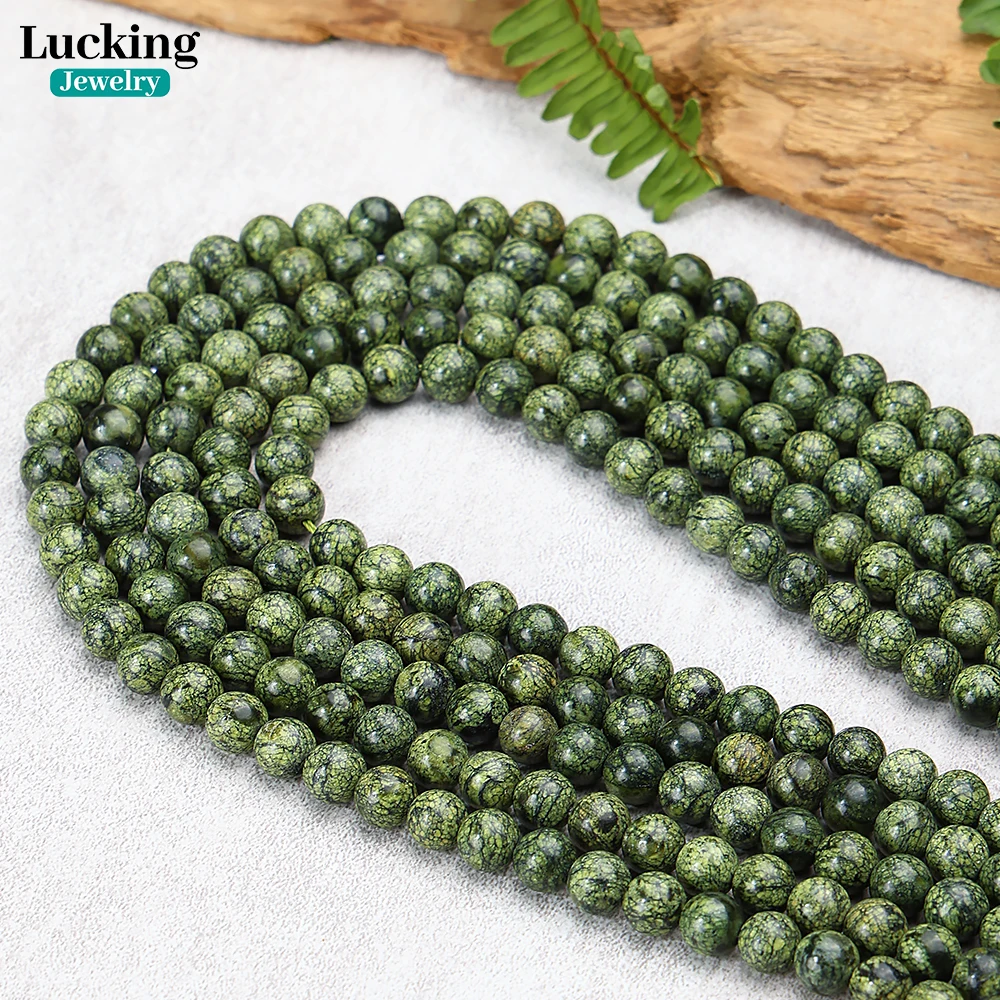 A+ Natural Russian Serpentine Jade 6-10mm Smooth Round Loose Beads - DIY Jewelry Making for Bracelets, Necklaces, Craft Supplies 6