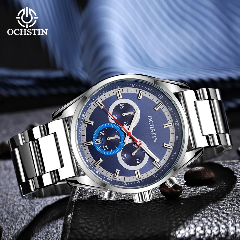 OCHSTIN Commander Series Multi-functional Quartz Watch Steel Strap Trend Changing Daily Quartz Watch HD Luminous