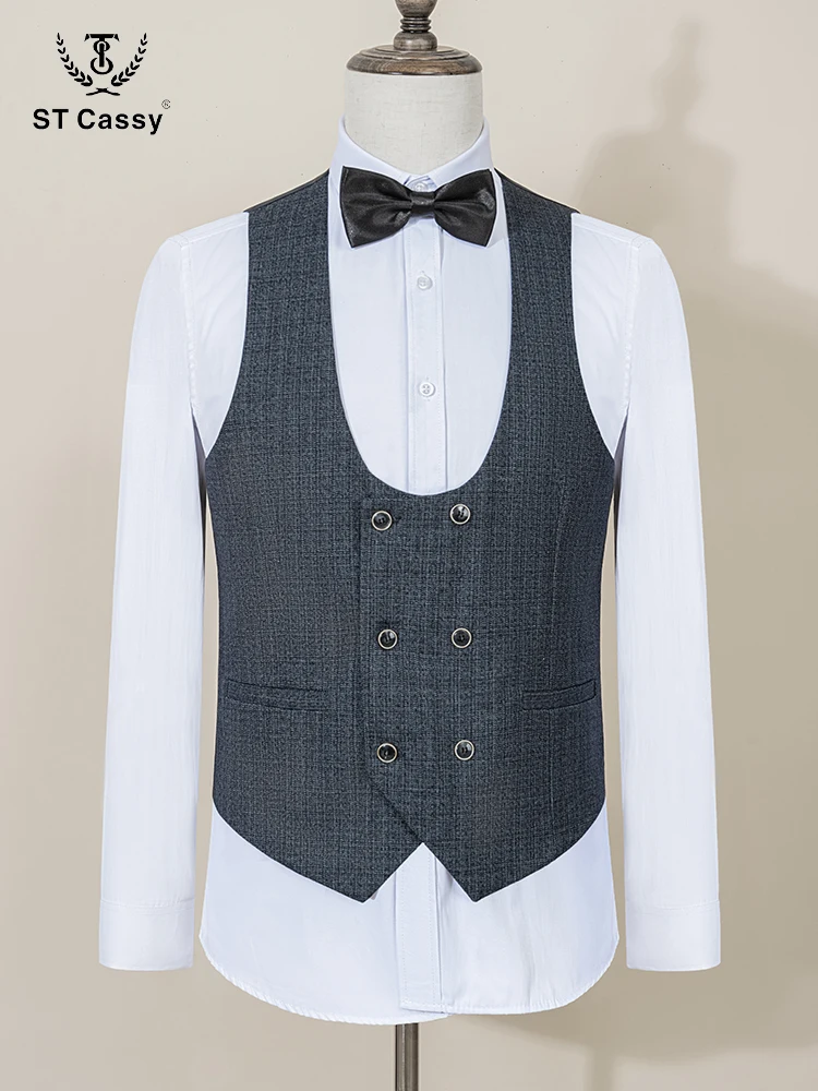 ST Cassy haute qualité hommes costume marron 3 pièces ensemble coupe ajustée mâle marié mariage Blazers robe de soirée c