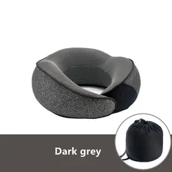 Premium Memory Foam Travel Neck Pillow with Washable Cover and 360º Ergonomic Design - 28x13cm (Dark grey)
