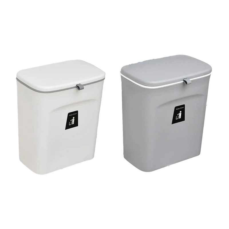 

Kitchen Compost Bin 9L Trash Bin Countertop Or Under Sink, Hanging Small Trash Bin With Lid For Bathroom/Bedroom