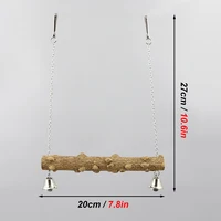 Wood Parrot Stand Pole Swing Toy with Bell for Bird Tiger Skin Claw Grinding Beak Grinding Stand Pole Bird Cage Accessories 2