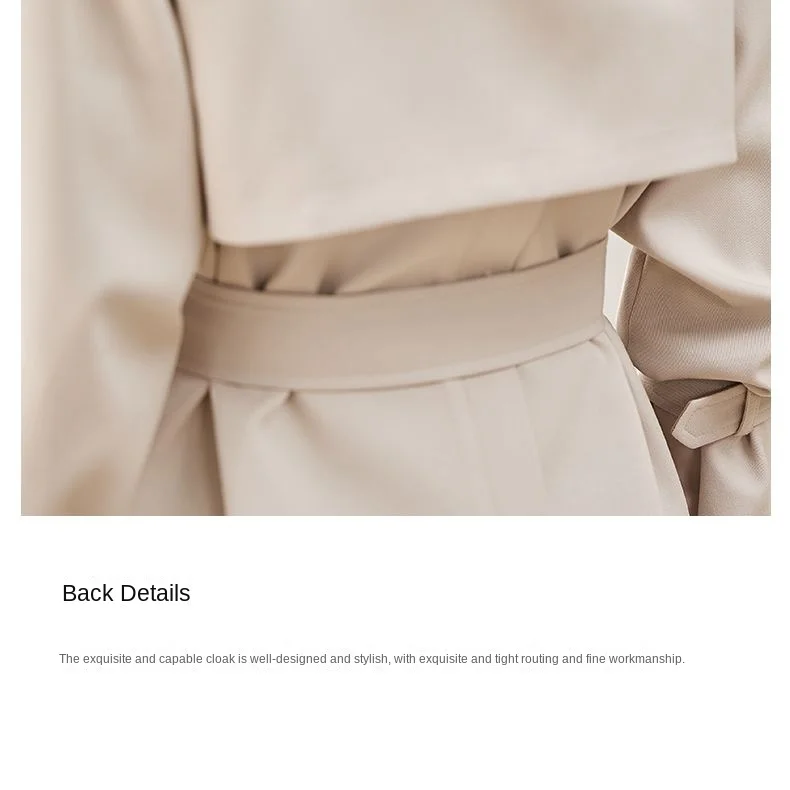 Solid Mid length Trench for Women Fall Winter 2023 New Vintage Turn Down Collar Long Sleeve Jacket Loose Double Breasted Coat