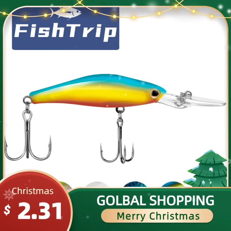 

FishTrip Minnow Lure Floating Subsurface Lure Fishing Lure Hard Bait for Bass, Walleye, Trout, Salmon, Steelhead, Northern Pike