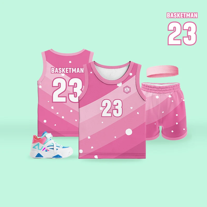 

Kids Basketball Kits For Girls Boys Funny Snow Sublimation Blank Customizable Name Number Sportwear Training Tracksuit Children