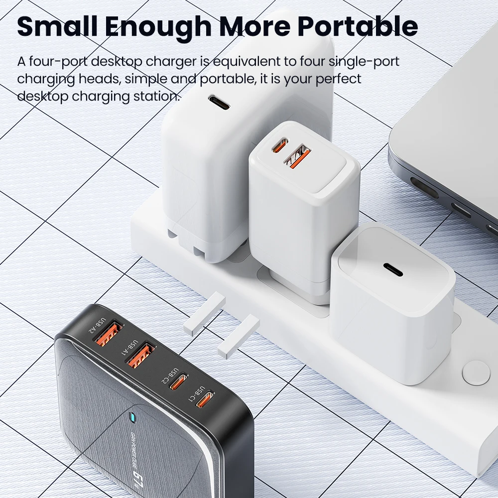 Toocki 67W GaN Desktop Charger Type C Fast Charger For iPhone 14 Samsung 4 in 1 USB Charging Station Adapter For Macbook Laptop