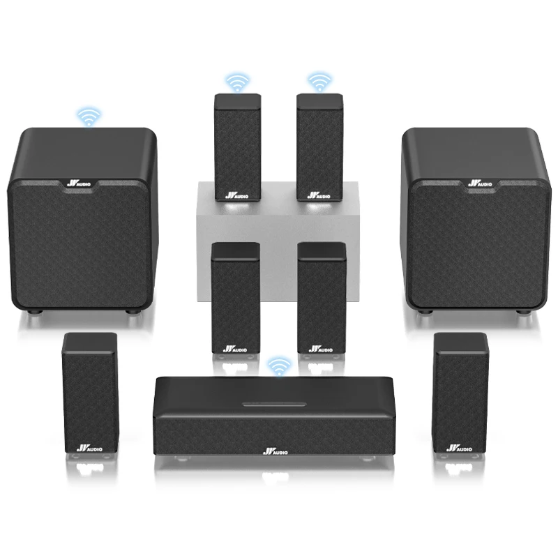 

7.2CH Home Theater Amp, Speaker Amplifier with Active and Passive Subwoofer with 6-Piece Surround Speakers