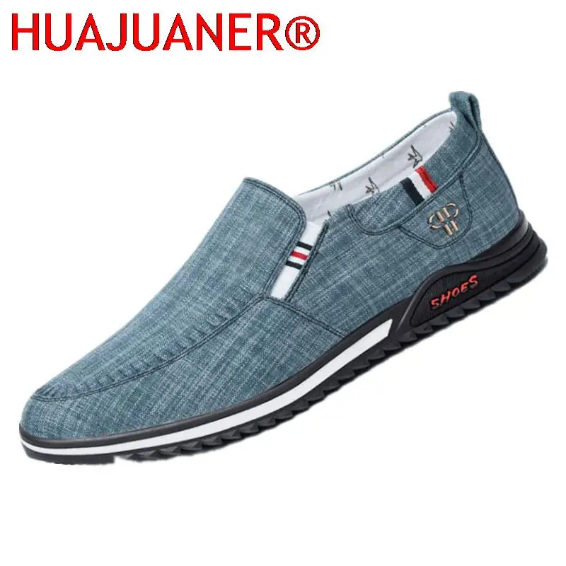 

Мужские парусиновые туфли, дышащие классические лоферы, без застежки, на плоской подошве, повседневная прогулочная обувь, летние кроссовки