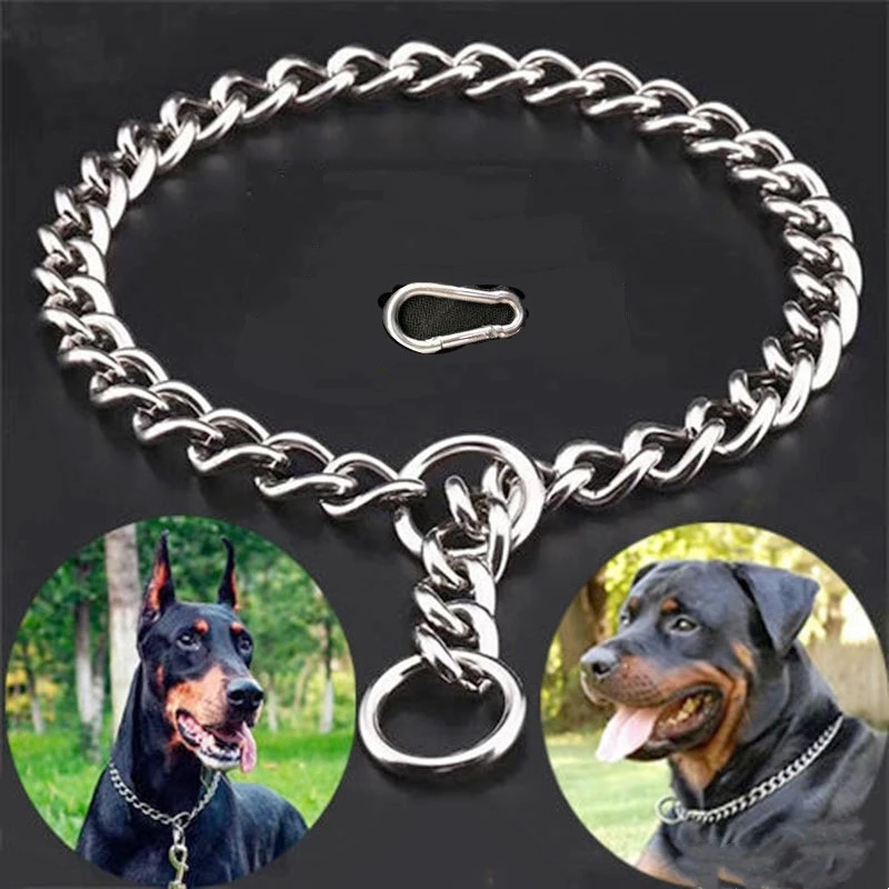 Stainless Steel Dog Collars Necklace Pet Dog Training Choke Cuban Chain