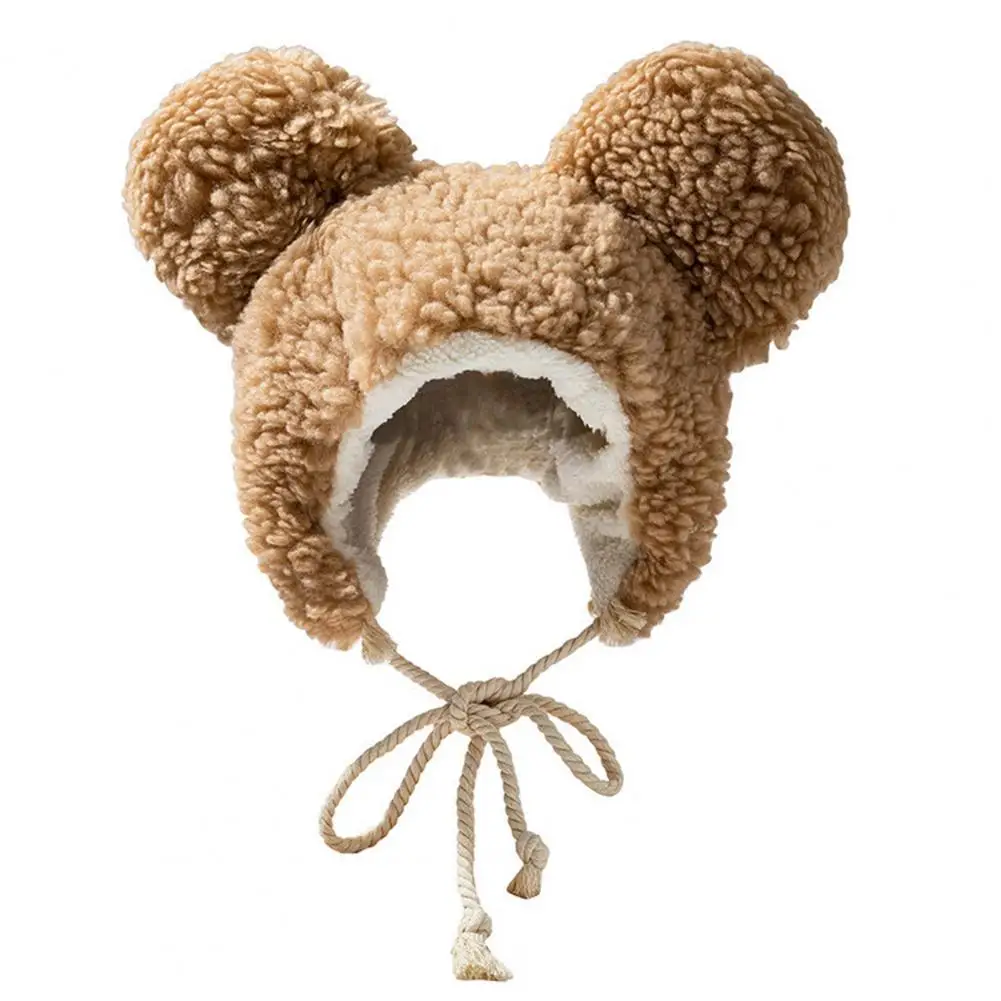 Women Winter Hat Unisex Cartoon Thicken Bear Head Shape Windproof Cap Photo Props Bear Ears Women Men Beanie Women Headwear 6