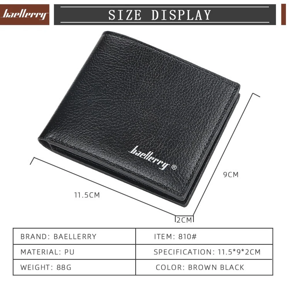 Baellerry Men's Short Wallet PU Leather Slim Front Pocket Card Holder Travel Gift for Him