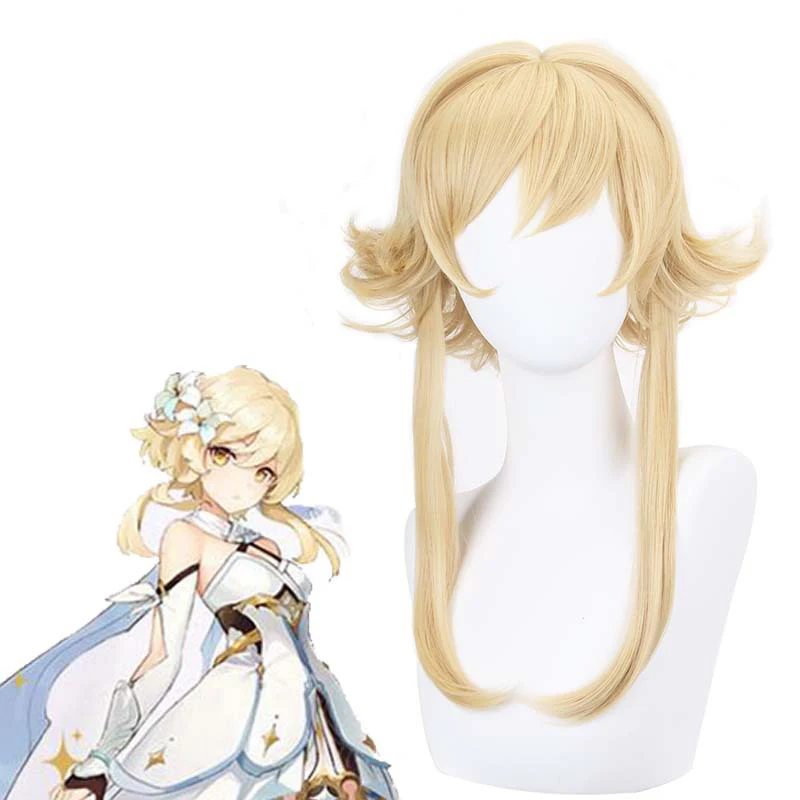 55CM Anime Genshin Impact Lumine Cosplay Props Synthetic Hair Wig ...