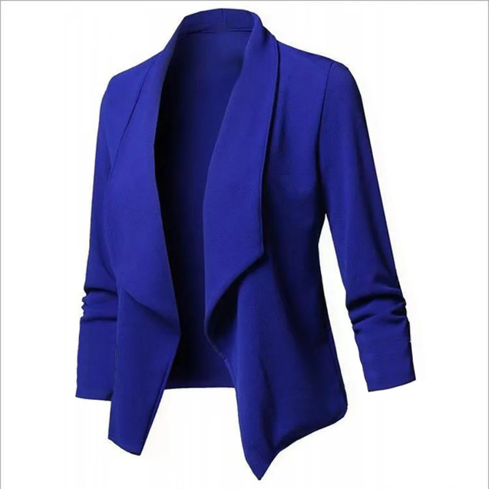 Oversized Female Blazers Notched Long Sleeve Pleated Workwear