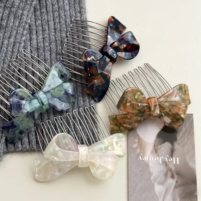 편안하고 스타일리시한 앞머리 고정을 위한 나비매듭 활 헤어 핀