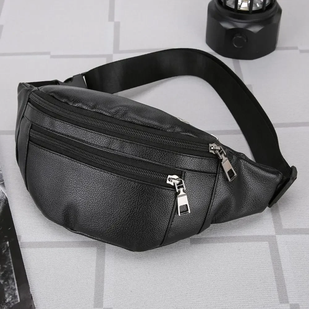 Waterproof Synthetic Leather Waist Bag for Men Multifunctional Crossbody Cash Wallet Outdoor Business Sporting Pack​