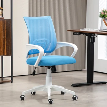 Sedia da ufficio HOMCOM mesh con carico regolabile in altezza 120 kg azzurro 1