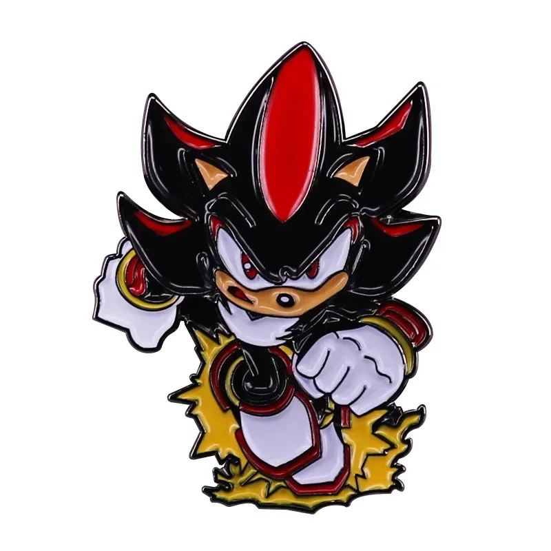 

Жесткие эмалированные булавки Shadow The Hedgehog, мультяшная аниме-игра, булавка на лацкан, японский модный значок, брошь для ювелирных изделий, аксессуар