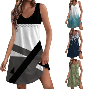 Dresses On Sale Clearance Womens Summer Dresses 2024 Loose V Neck Sleeveless Sundresses Swimsuit Coverup With Woman Clothing 1