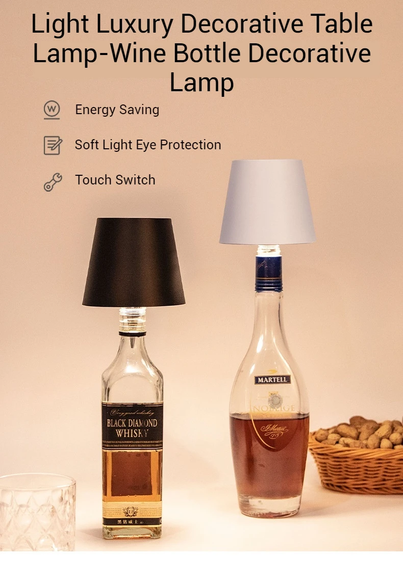 Description Picture 2 of itemWireless Bottle Lamp LED Wine Bottle Base Rechargeable Vases Led Light Battery Operated Bar Dining Mushroom Lamp Holder Decor
