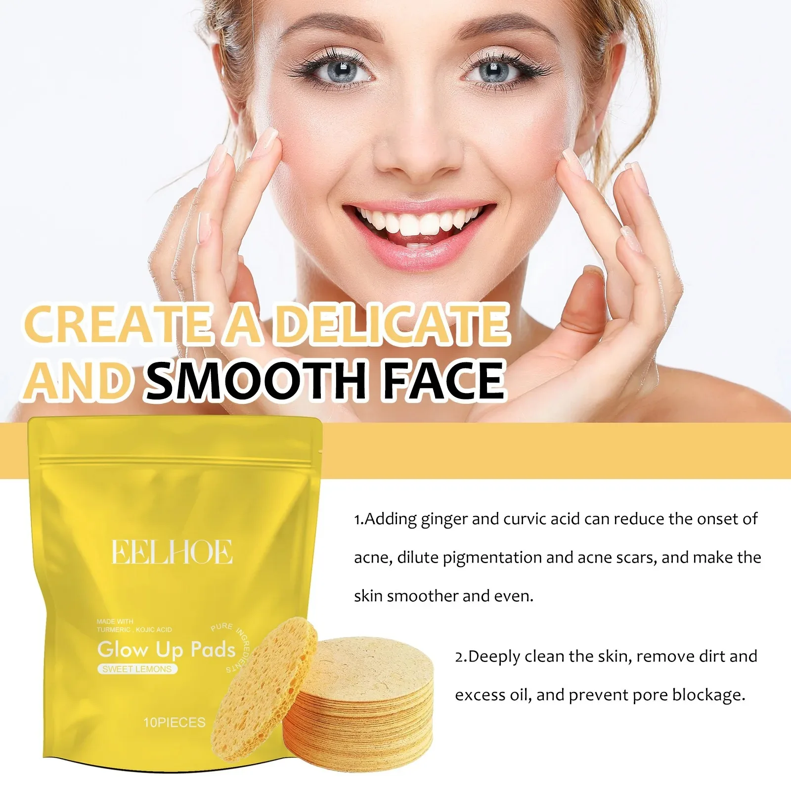 Turmeric Cleansing Pad Deeply Cleanses Skin, Removes Dirt, Controls Oil and Softens Exfoliated, Tender Skin 6