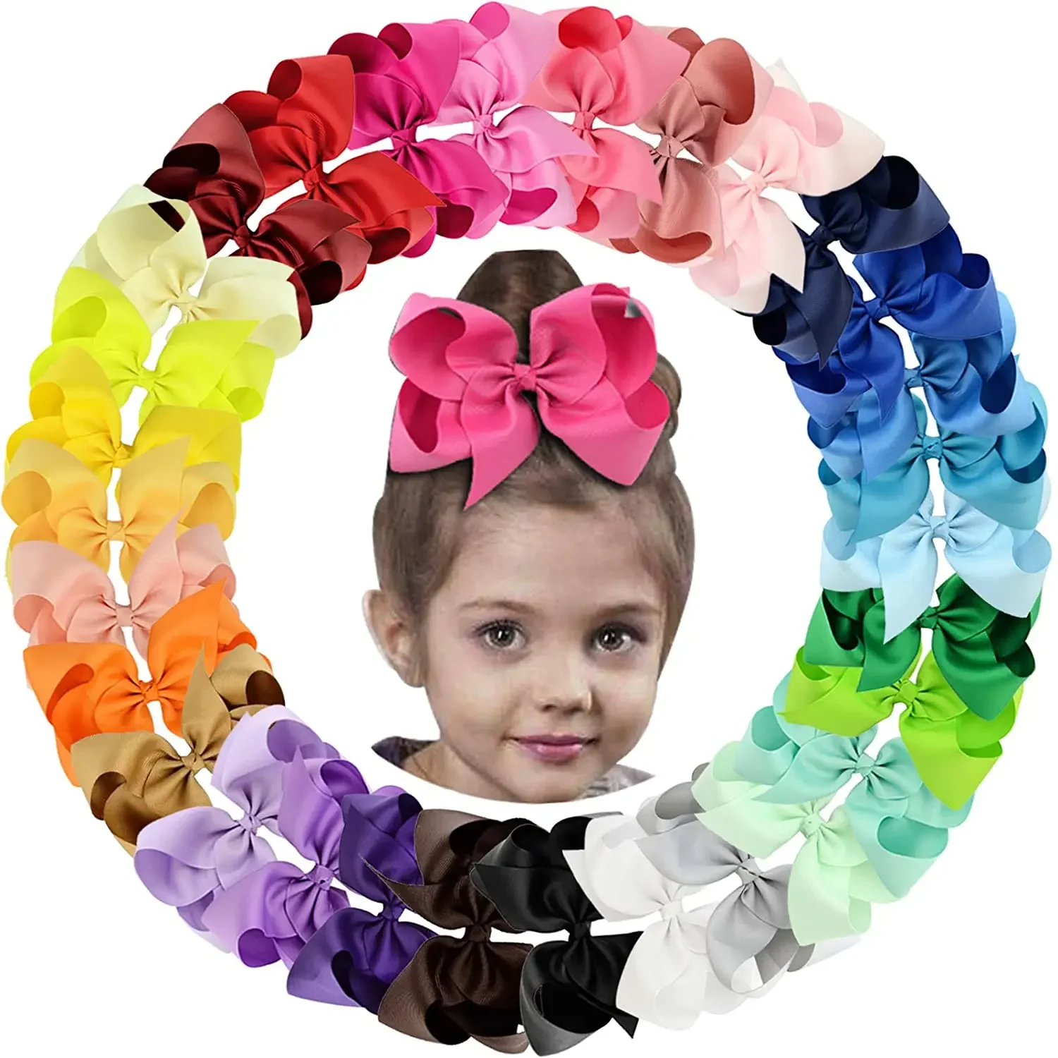 2Pcs/lot 6'' Solid Color Grosgrain Ribbon Bows Hair Clips for Cute Girls Large Handmade Hairpins Barrettes Kids Accessories