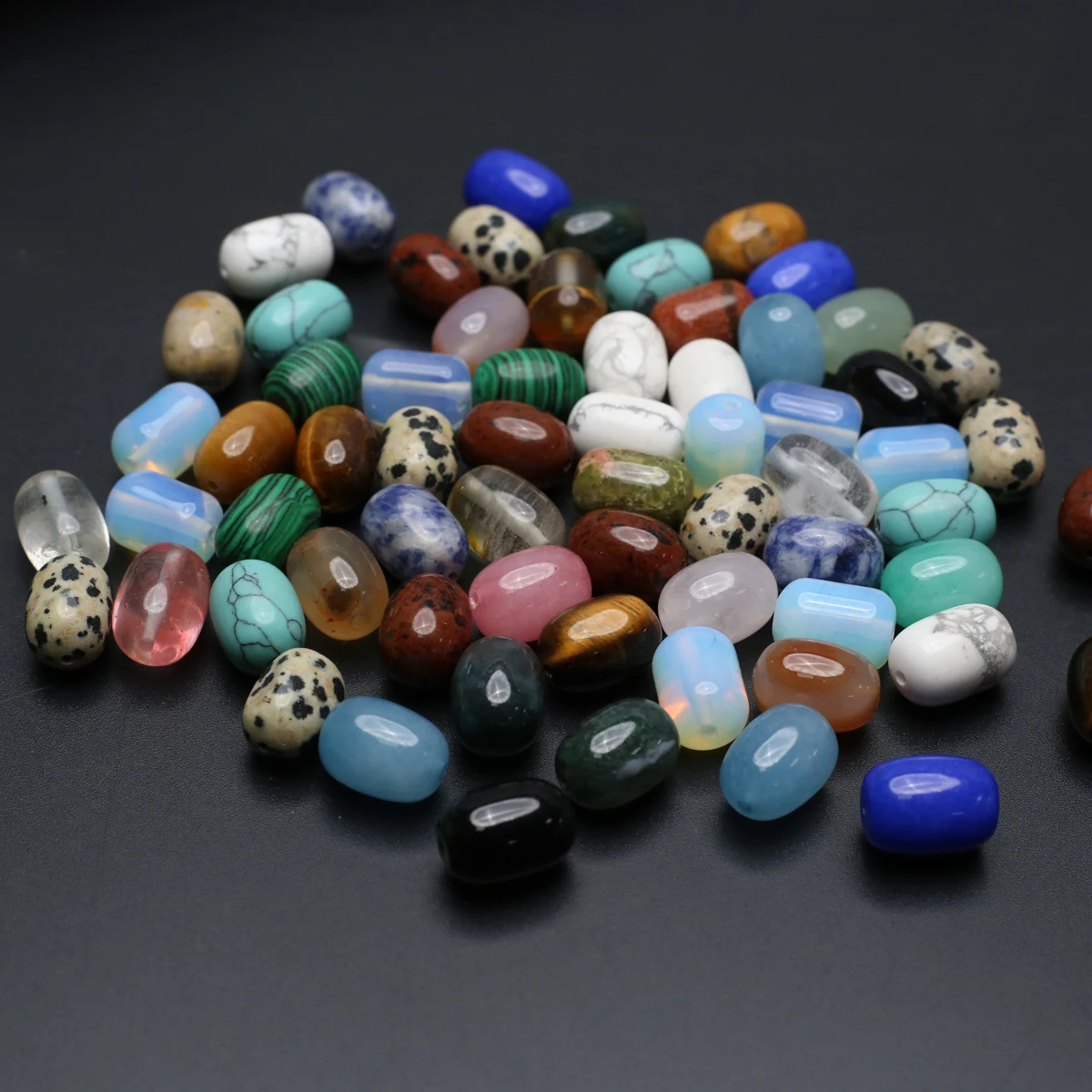 50PCS Wholesale Cylindrical Natural Stone Malachite Sodalite Opal Beaded Jewelry Making DIY Necklace Bracelet Accessories Gift