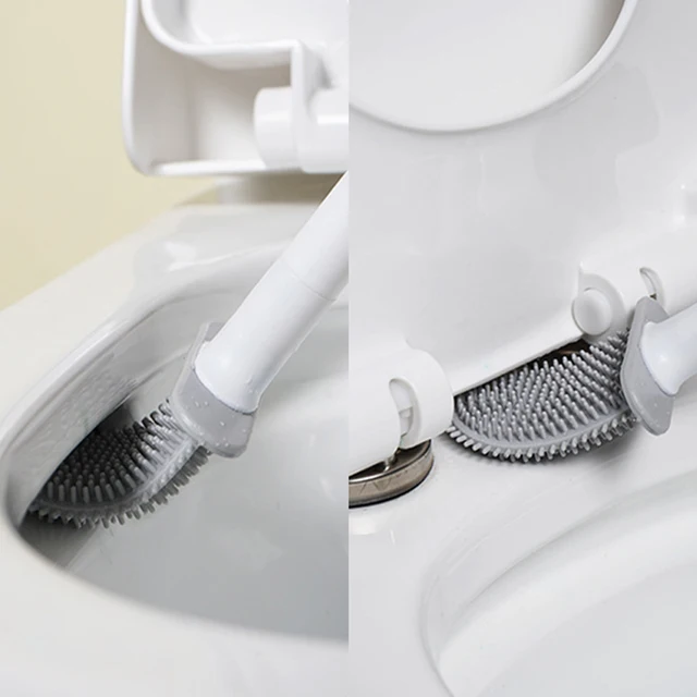 Leválasztható Vízszivárgással Bizonyított Wc -Kefe Alap Szilikon Lapos Fej Rugalmas Puha Sörték Kefe Gyors Szárítással, Könnyű Tisztítással - Image 6