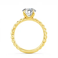 Classic Rope Round Solitaire 14K Yellow Gold Ring