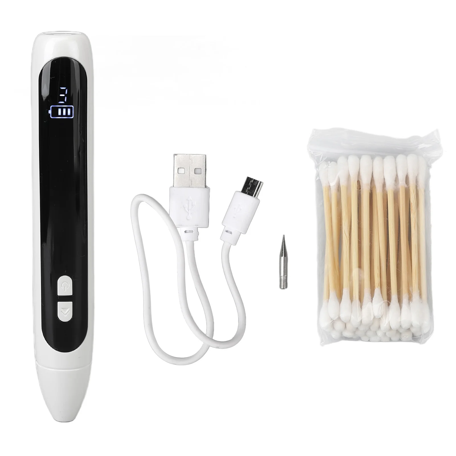Handheld Freckle Removal Pen Mole Remover Pen 12 Gears LCD Screen Freckle Removal Skin Spots Beauty with Cotton Swab
