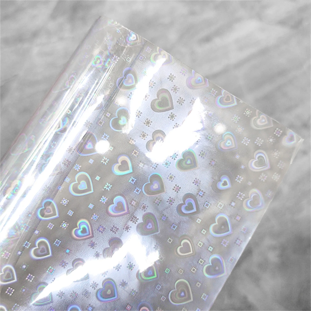 30x135CM Laser Polka Dots Iridescent Clear PVC Film Holographic Rainbow Transparent Waterproof Vinyl Material for DIY Projects