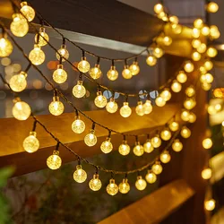 Outdoor Waterproof Solar Bubble Ball String Lights - Decorative Orb Lighting for Patio, Holiday, and Party Decor (Warm white)