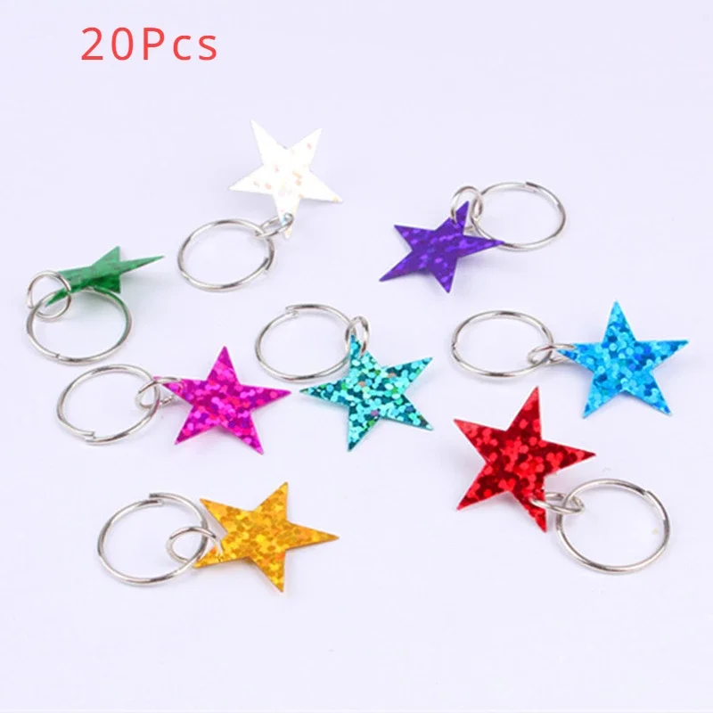 

20Pcs/lot Mixed Sequin Star Hair Rings Dreadlocks Beads Stars Hair Braids Dread DIY Braiding Hair Cuffs Tubes Clips New Headwear