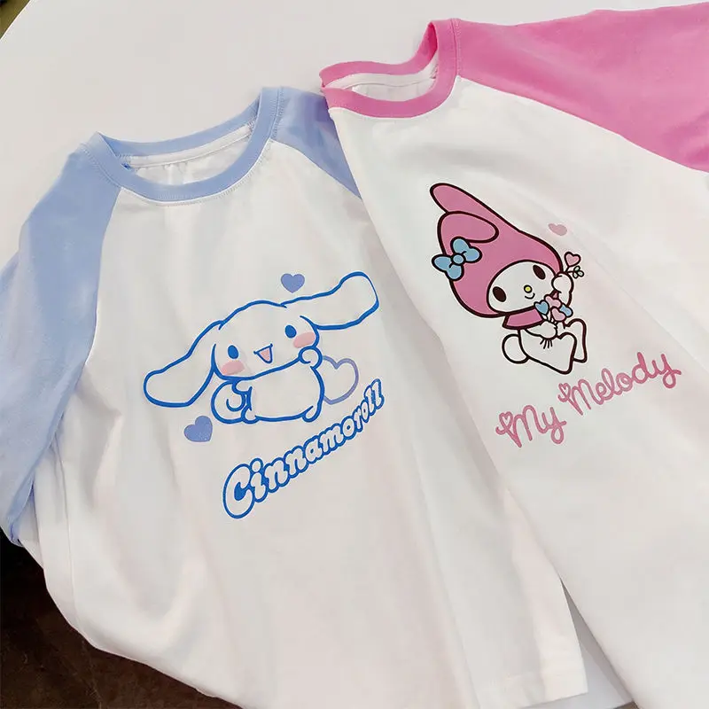 

Осенняя кавайная Аниме Толстовка Sanrio Cinnamoroll с длинным рукавом, одежда, милая мультяшная футболка My Melody, прекрасные игрушки для детей