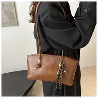 Trend PU Leather Work Shoulder Bag Large Capacity Simple Female Crossbody Bag Solid Color Commuting Bag Women Female