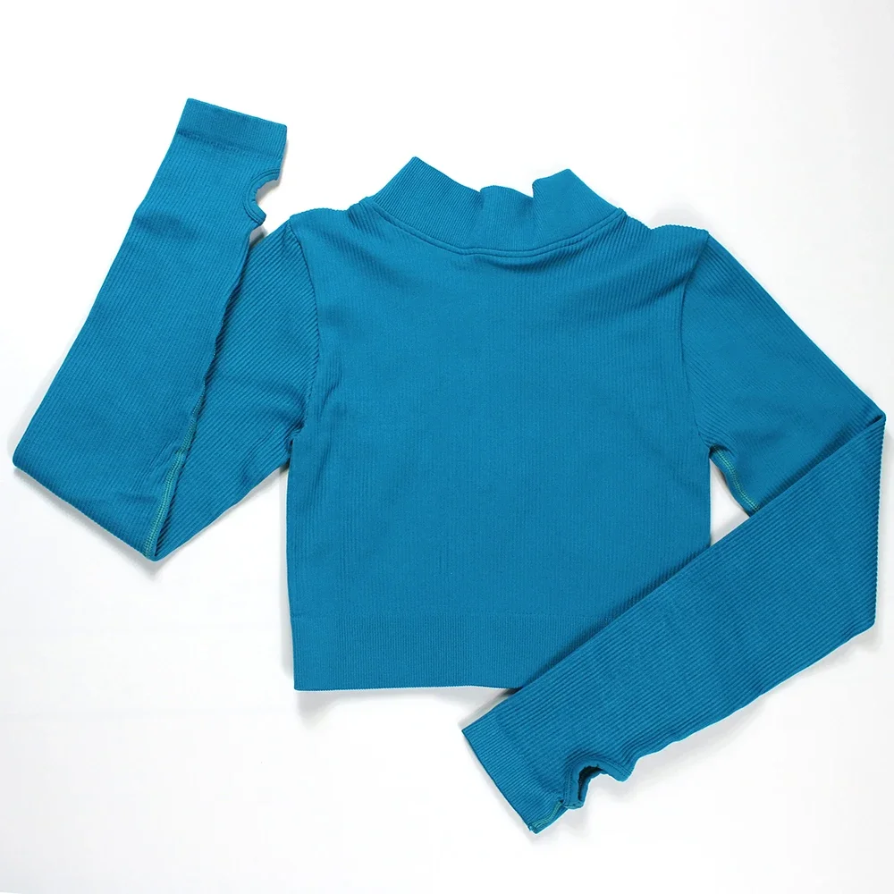 LANTECH Women Workout Sportswear Long Sleeve Shirts Clothes Elastic Yoga Fitness Crop Tops Exercise Training Gym Activewear