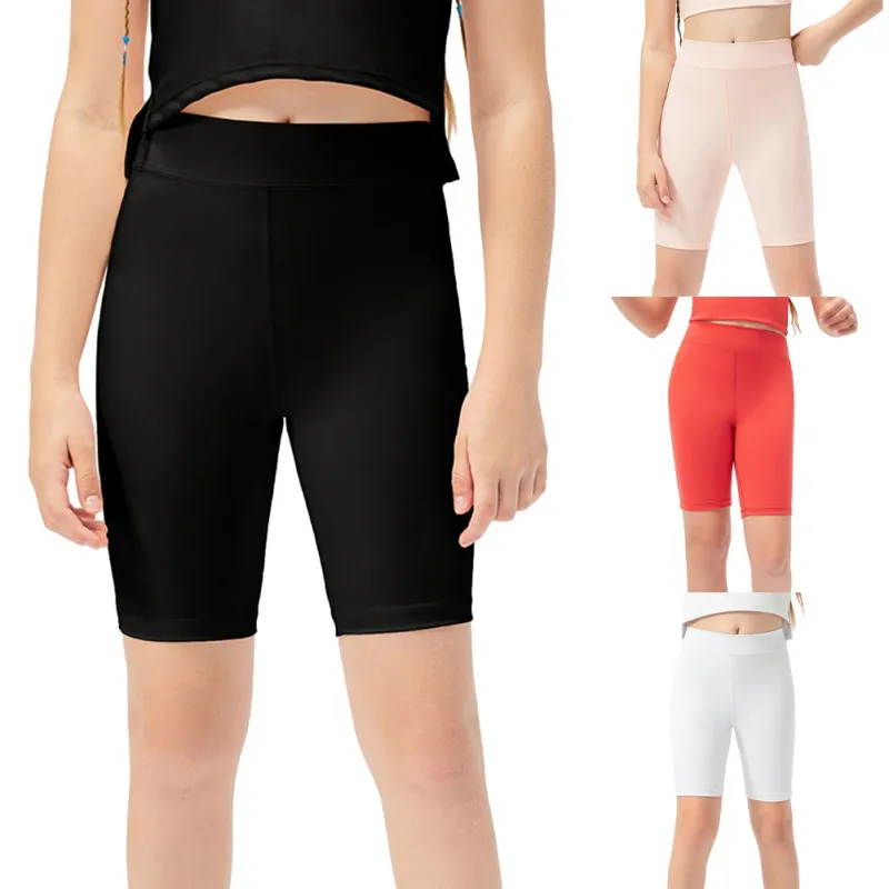 Kids Girl Elastic Waist Sports Shorts Half Yoga Leggings for Ballet Dance Gymnastic Workout Fitness Summer Dancewear