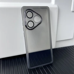 Transparent Soft Silicone Phone Case with Camera Protector Film and High-Quality Back Cover for Realme GT 6 (Transparent Black)