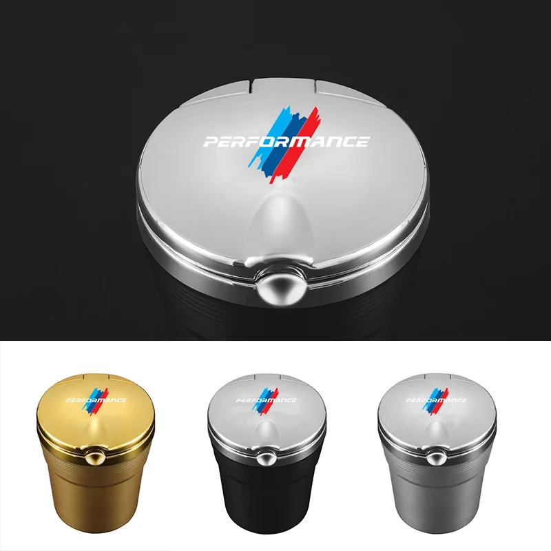 Car Ashtray with LED Light Luxury Car Smokeless Cup Holder For BMW M