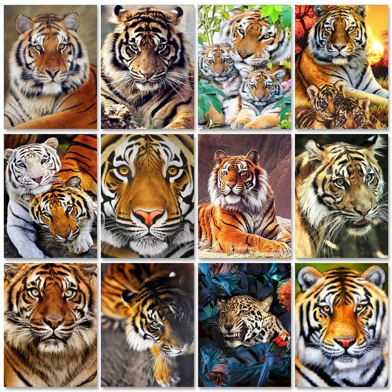 

RUOPOTY Frame Picture Tiger Painting By Numbers 40x50cm For Adults Animals Coloring By Numbers Diy Crafts Handwork For Home Art