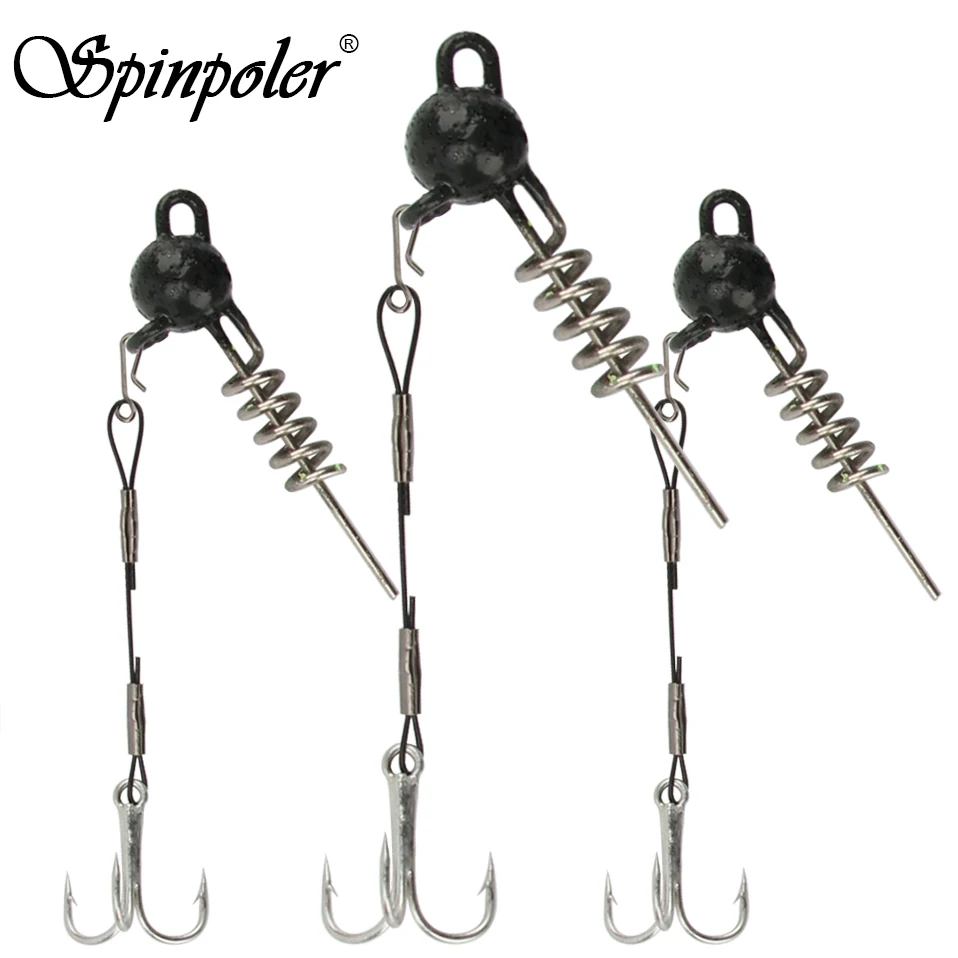 Montage pêche leurre souple avec hameçon triple acier pour brochet sandre perche et black bass