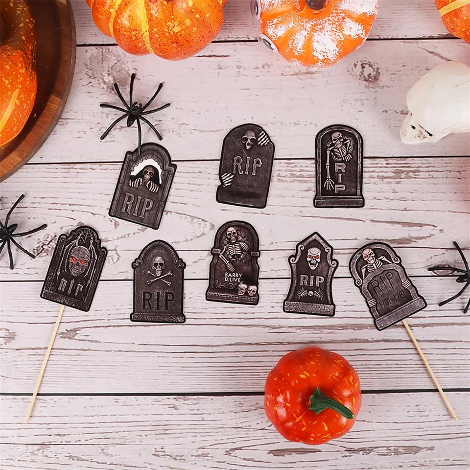 Halloween Cupcake Toppers Set with Skeleton Designs