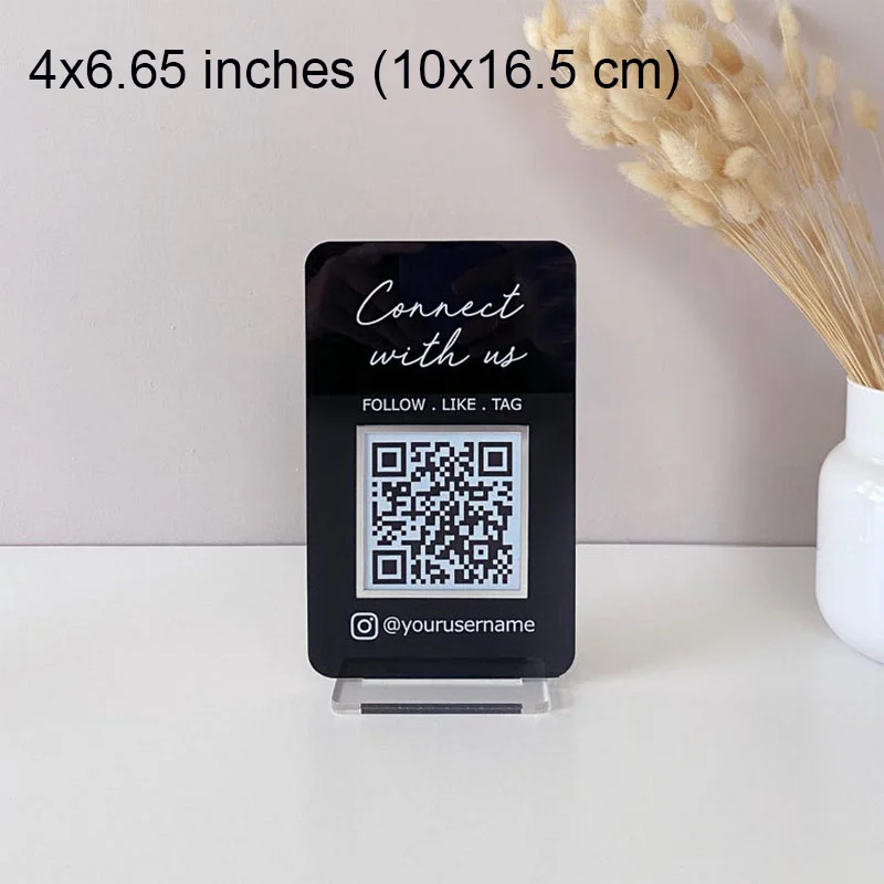 Trendy Social Media QR Code Sign Acrylic Business Sign with Minimalist Design Custom for Instagram Facebook Small Business
