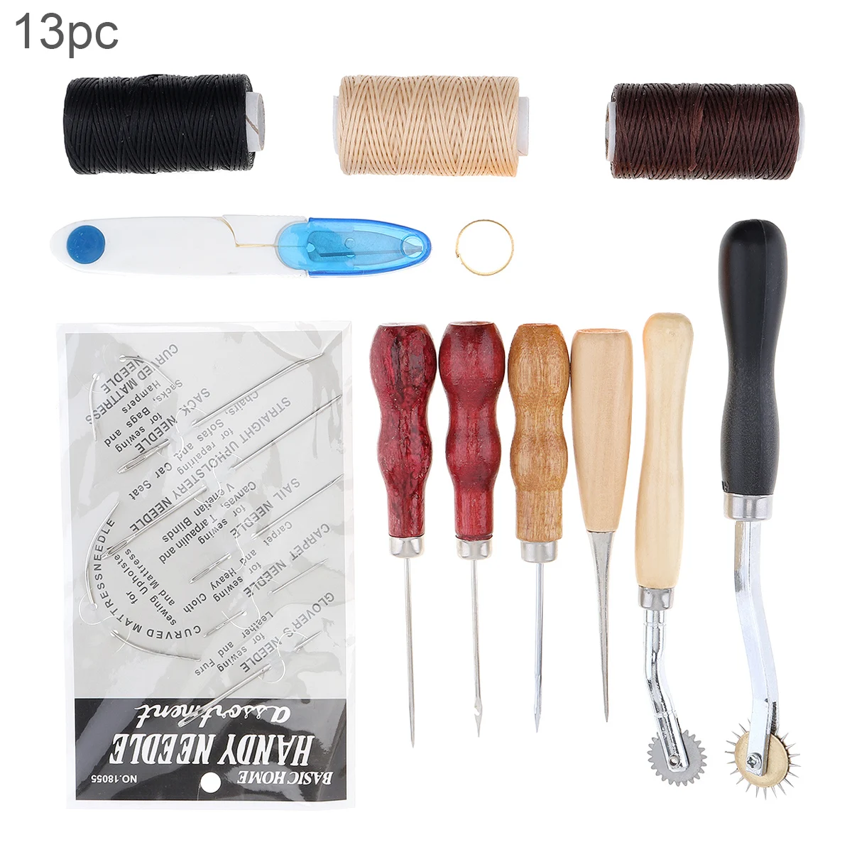 

13pcs/set DIY Saddle Groover Leather Craft Tools Kit Handmade Sewing Stitching Punch Carving Work Kit Set Practical for DIY