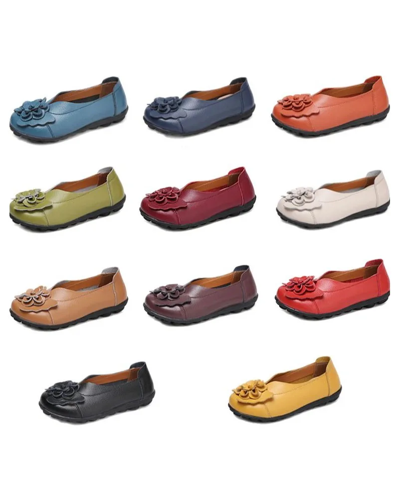 

Women Shoes PU Leather Flats Comfortable Soft Nodule Sole Floral Solid