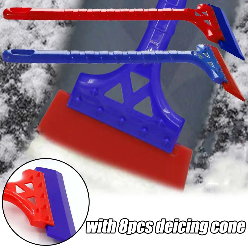 Long Handle Soft Rubber Blade Squeegee Wiper Car Windshield Ice Scraper Winter Windshield Trucks Roofs Snow Removal Shovel Tool