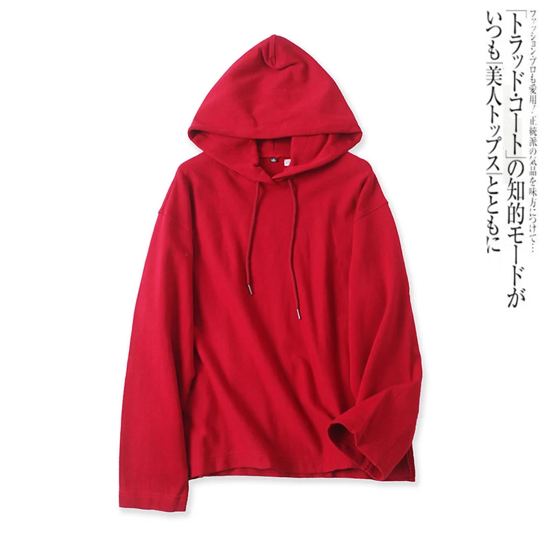 

Cotton Wool Hooded Sweater Spring Casual Loose Fitting Long Sleeved Top 14127